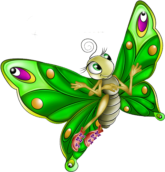 Very Colourful Butterfly Cartoon Images - Green Butterfly Cartoon (600x600)