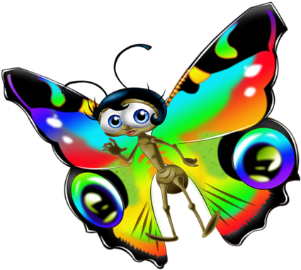 Клипарт Разноцветных Бабочек - Мультяшные Бабочки (500x500)