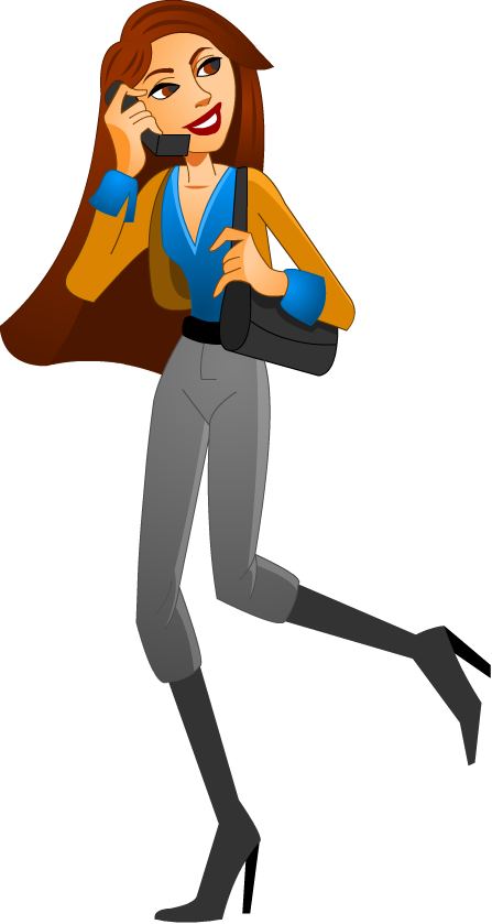 Cartoon Girl Telephone Iphone - Cartoon Girl With Cell Phone (447x839)