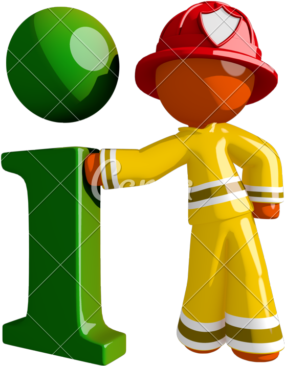 Orange Man Firefighter With Info Symbol - Firefighter (639x800)