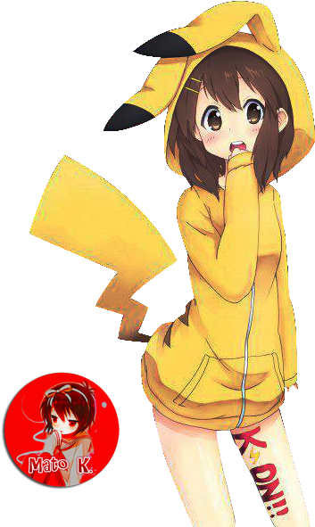 Anime Girl With Pikachu Hoodie For Kids - K On Yui Wallpaper Mobile (400x600)