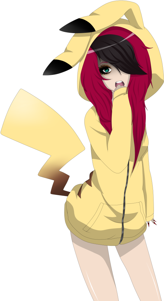 Emo Pikachu Girl By Izuminiimura On Deviantart - Anime Girl In Pikachu Hoodie (682x1023)