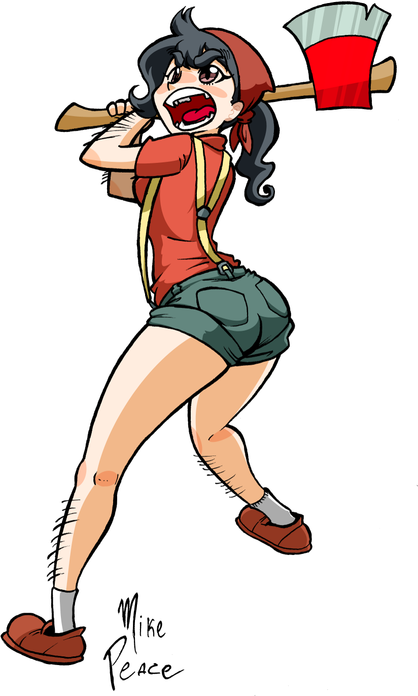 So, It's A Fanart Of Toki's Lumberjack Girl - Old Female Lumberjack Drawing (852x1396)