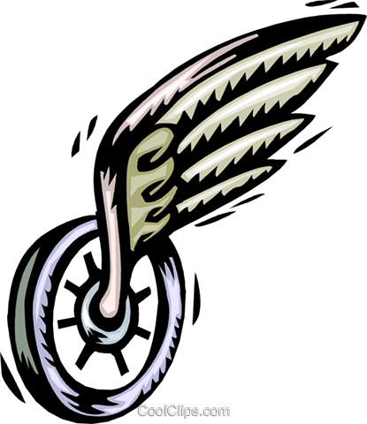 Unicycle With Wing Royalty Free Vector Clip Art Illustration - Unicycle With Wing Royalty Free Vector Clip Art Illustration (607x700)