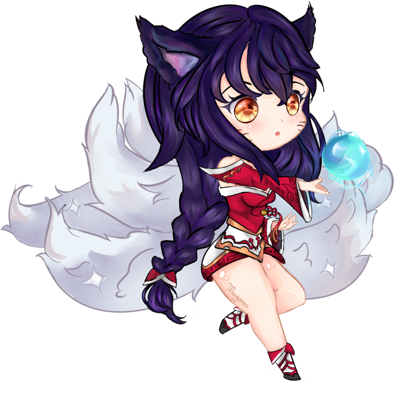 League Of Legends Chibi Anime Ahri Drawing - Ahri Fanart Anime (928x861)