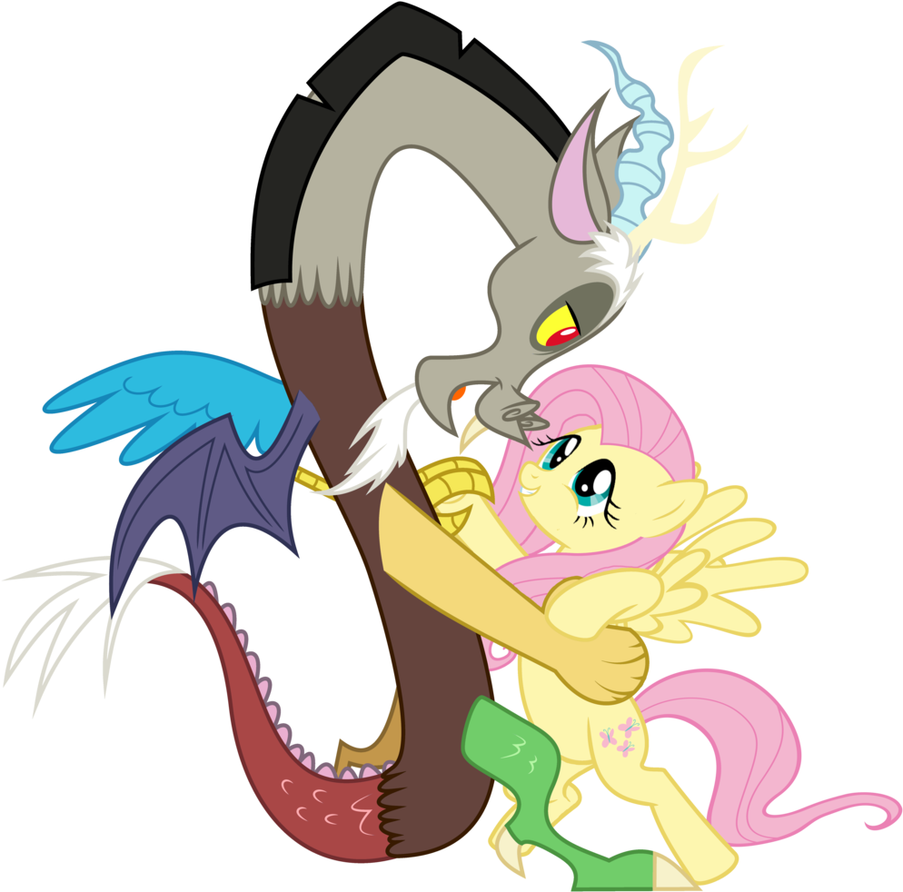 My Little Pony La Discordia Fluttershy Caballo - Discord And Fluttershy Vector (1066x1024)