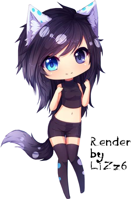 Chibi Neko Render By Kuroi-hira - Creepypasta X Neko Reader (531x720)