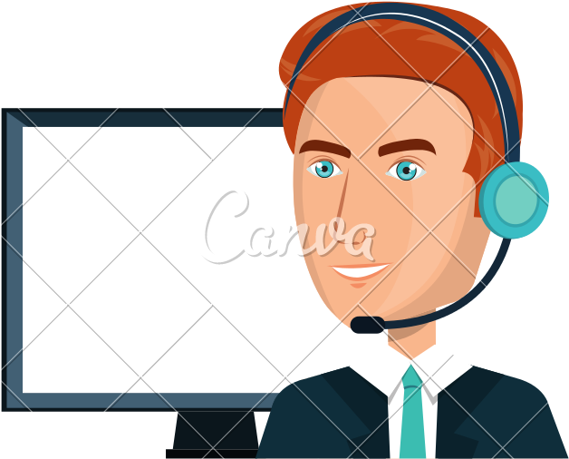 Call Center Man - Stock Illustration (800x800)