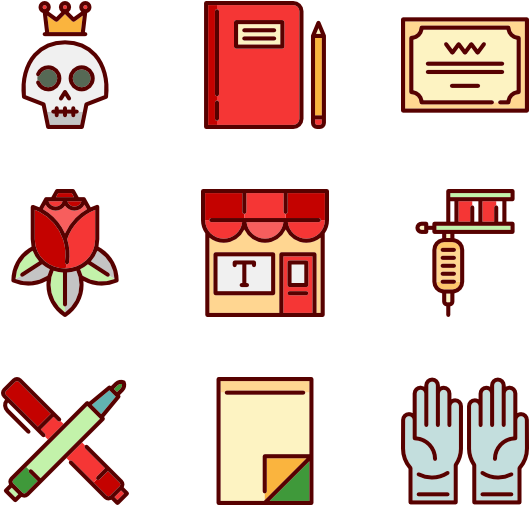 Linear Color Tattoo Studio Elements - Tattoo Flat Icon (600x564)