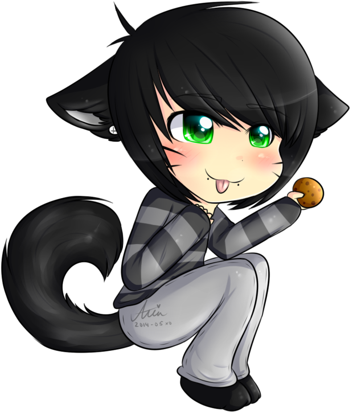 Emo Neko Has A Cookie - Cartoon (894x894)