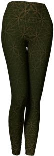 Flower Of Life Pattern Dark Green Gold Leggings - Tights (350x350)