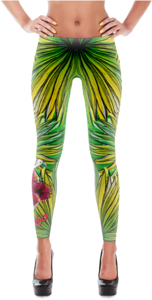 Tropical Palm Leaves Leggings - Women's Leggings - Back To Prep - Xs (600x600)