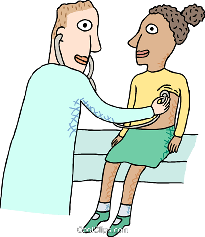 Doctor Examining Child Royalty Free Vector Clip Art - Cartoon (415x480)