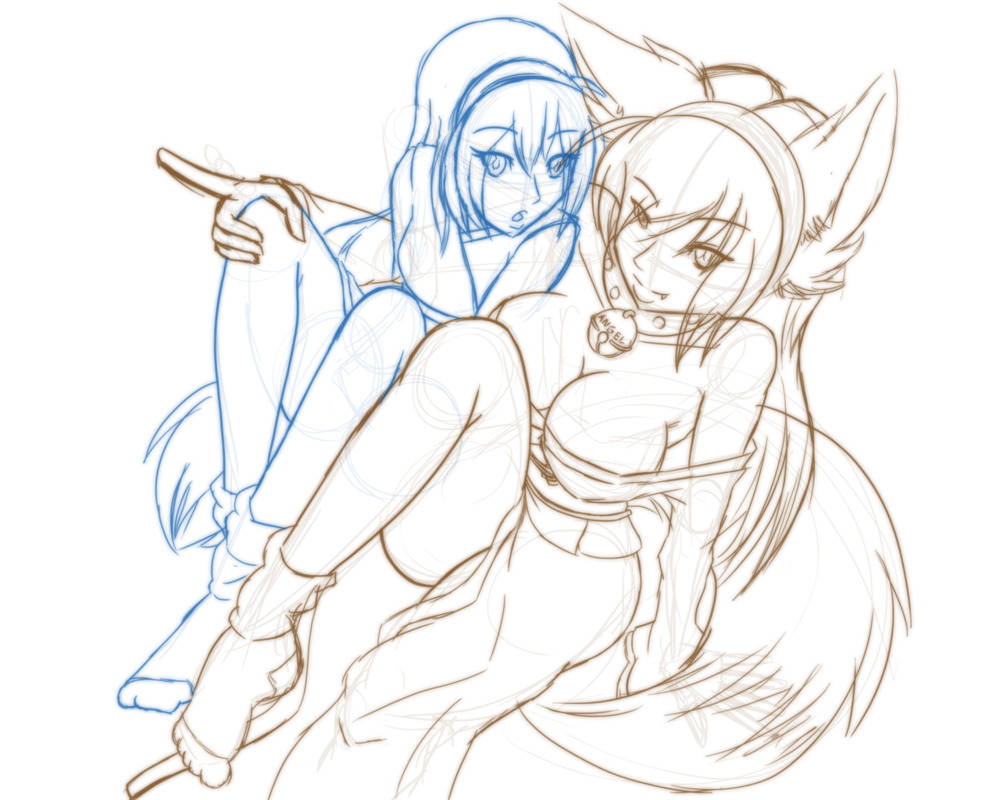 Kimono Girls Sketch By Sarukin - Figure Drawing (1000x800)