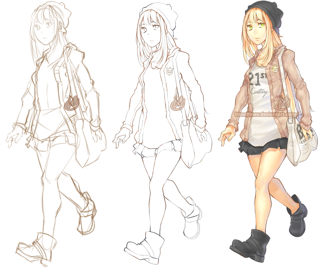 Beanie By On @deviantart Animation - Beanie Anime Girl (1038x883)