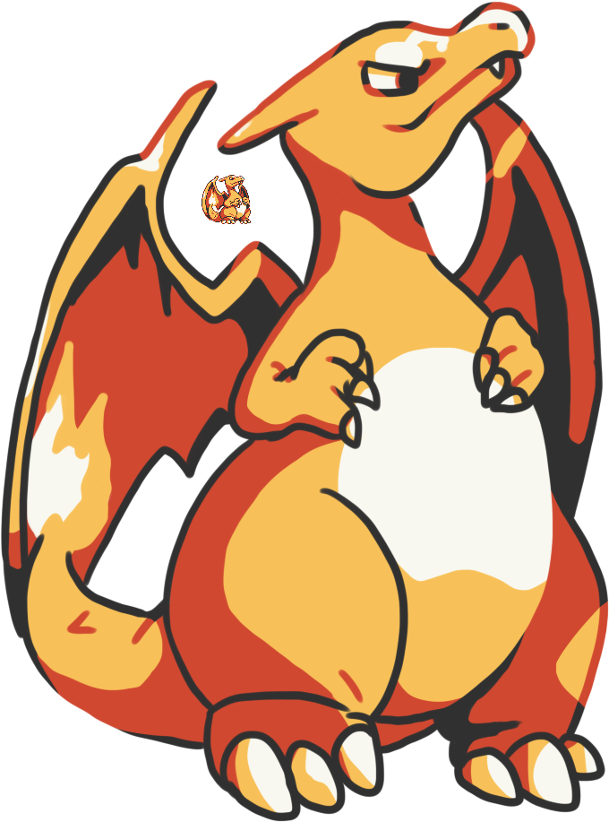 Retro Charizard - Cartoon (1000x1000)