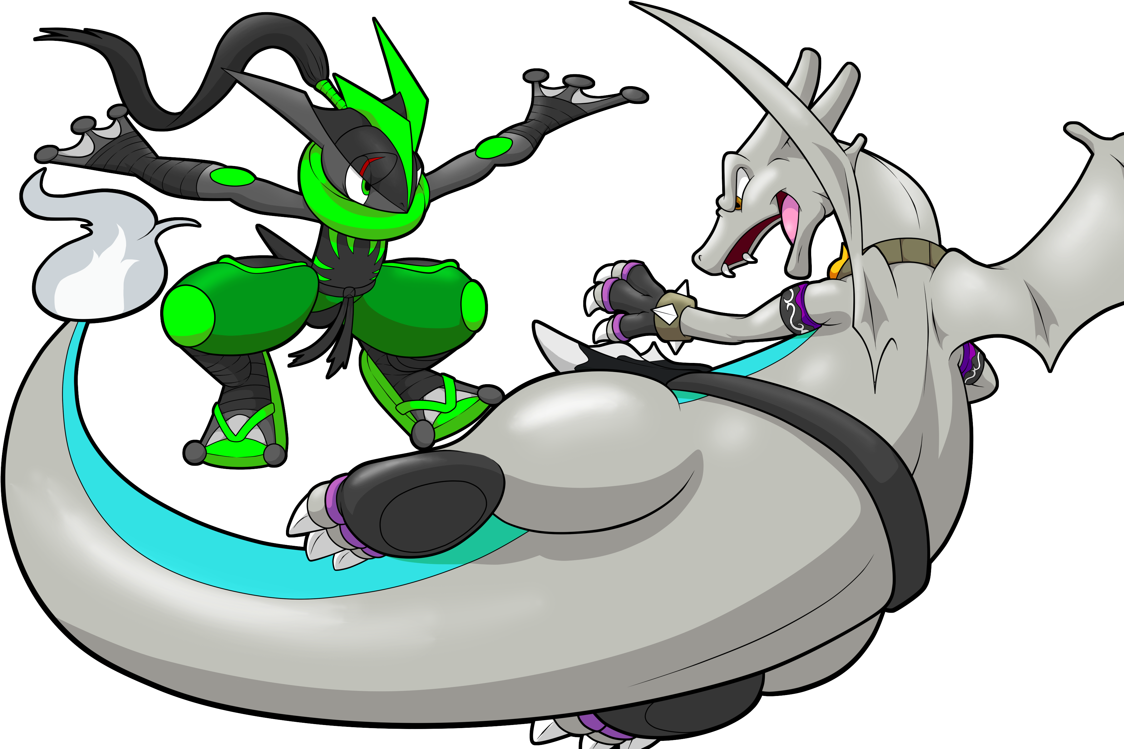 Gecko Greninja Vs Silver Charizard - Silver Charizard (3600x2400)