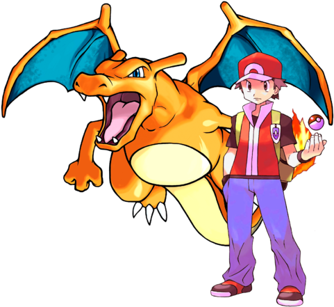 Red And Charizard Render - Red Pokemon Render (638x480)