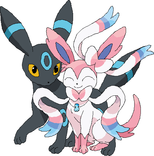 Pokémon X And Y Mammal Vertebrate Fictional Character - Shiny Umbreon X Sylveon (491x497)