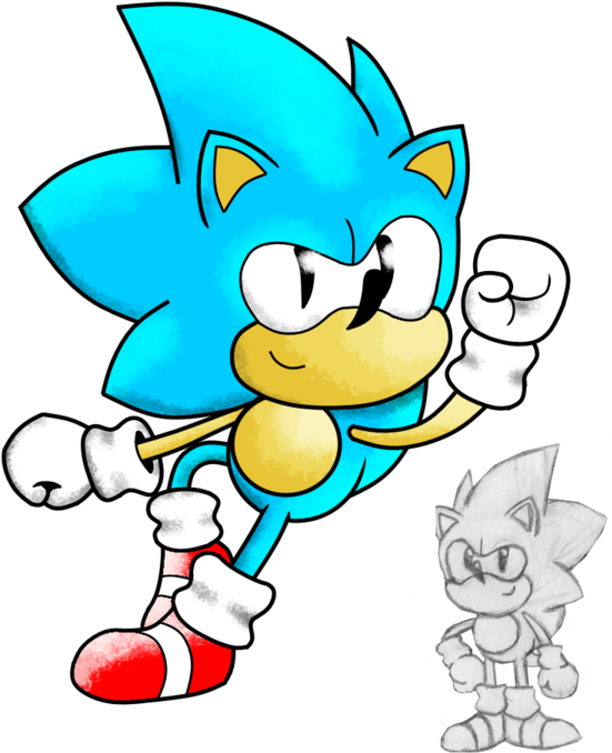 A Drawing Of Sonic By Oplexitie - Drawing (600x717)