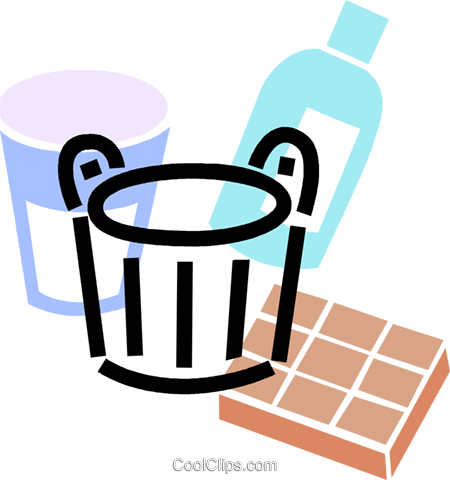 Pail With Cleaning Supplies Royalty Free Vector Clip - Material De Limpeza Vetor Png (450x480)