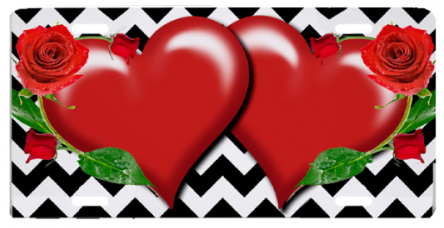 Red Hearts With Roses & Zigzag - Heart (500x300)