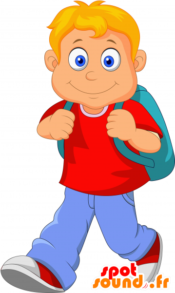 Mascot Schoolboy Blond Cheerful Boy - Little Boy Cartoon (600x600)