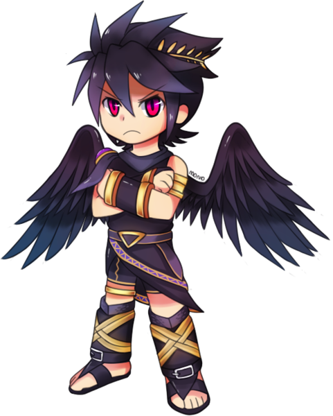 Colored Chibi Full Body - Dark Pit Fan Art (481x600)