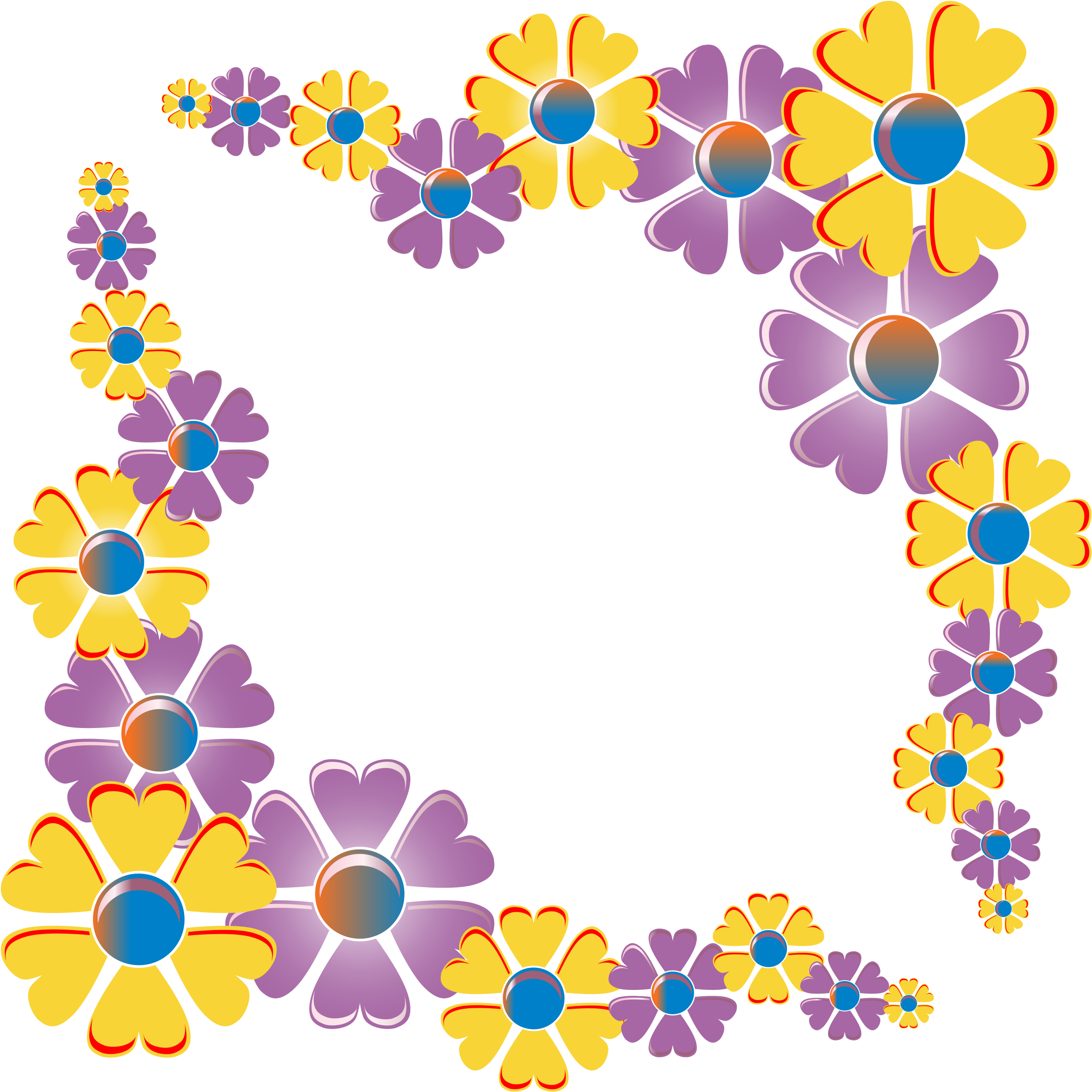 Big Image - Flower Corner Border Png (2400x2400)
