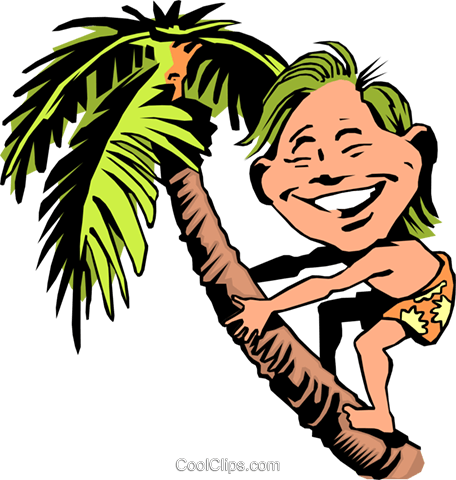 Cartoon Native Boy Royalty Free Vector Clip Art Illustration - Palm Tree Clip Art (456x480)