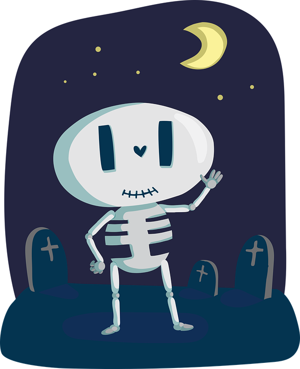 Collection Of Cute Halloween Clip Art - Cute Skeleton (585x720)