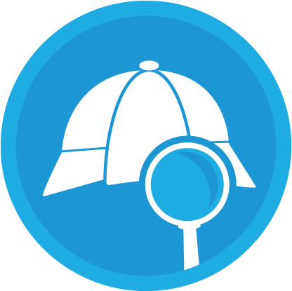 Hat And Magnifying Glass Icon - Circle (432x432)