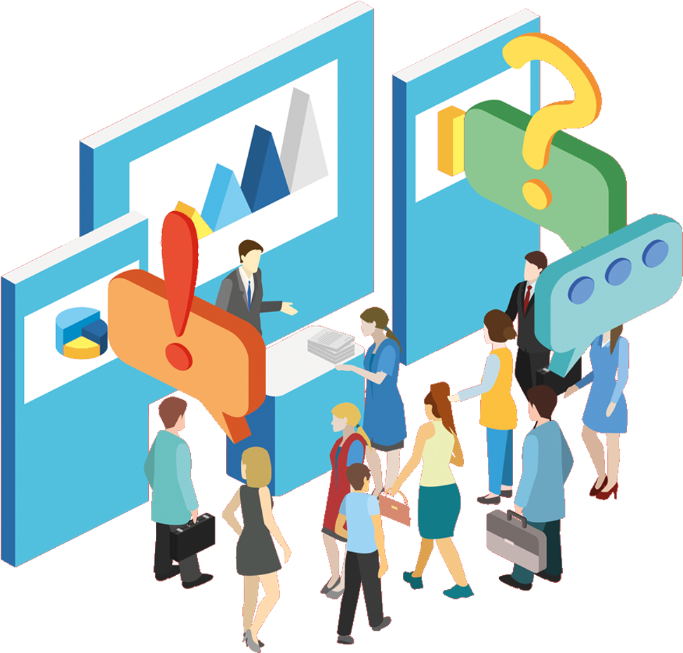 Isometric Expo Stand Exhibition Illustration Free (1000x1000)