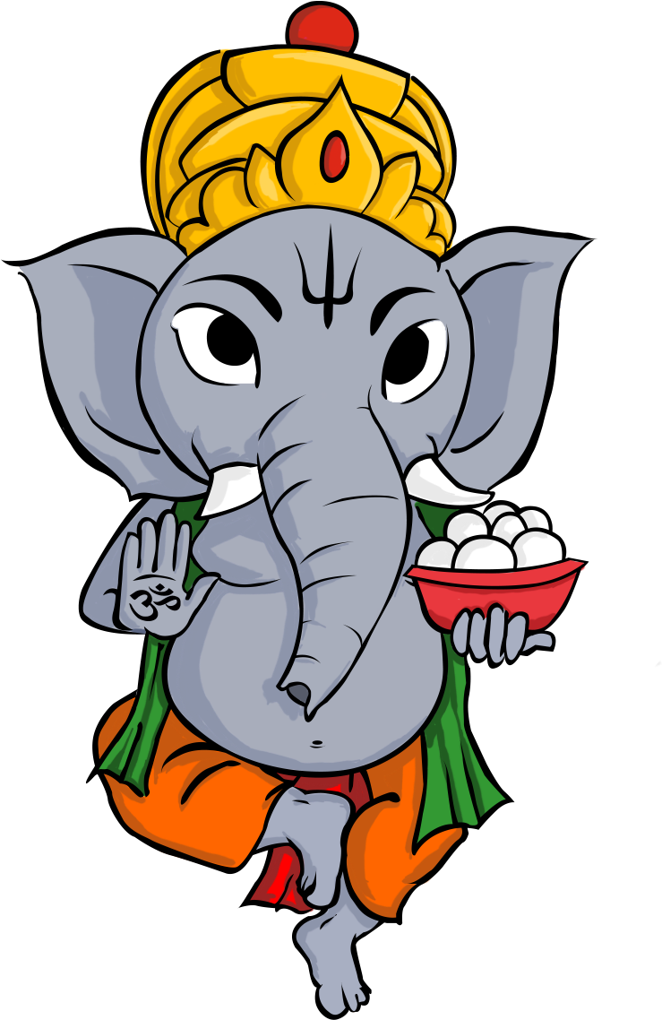 An Illustration Of The Hindu God Ganesha - Cartoon (2500x2500)