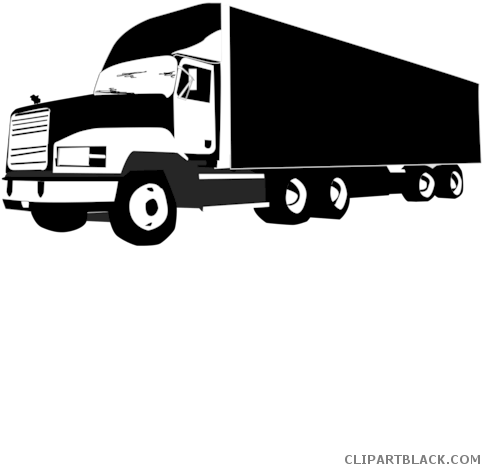 Black And White Truck Transportation Free Black White - Semi Truck Silhouette (495x700)
