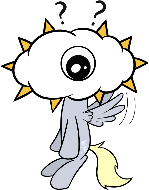 Hip-indeed, Cloud, Confused, Crossover, Derpy Hooves, - Cartoon (692x840)