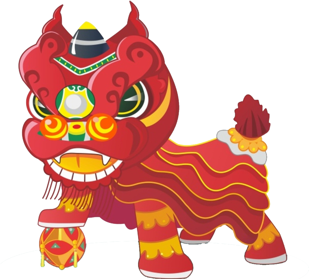 China Lion Dance Cartoon - New Year Chinese Lion (1240x1184)