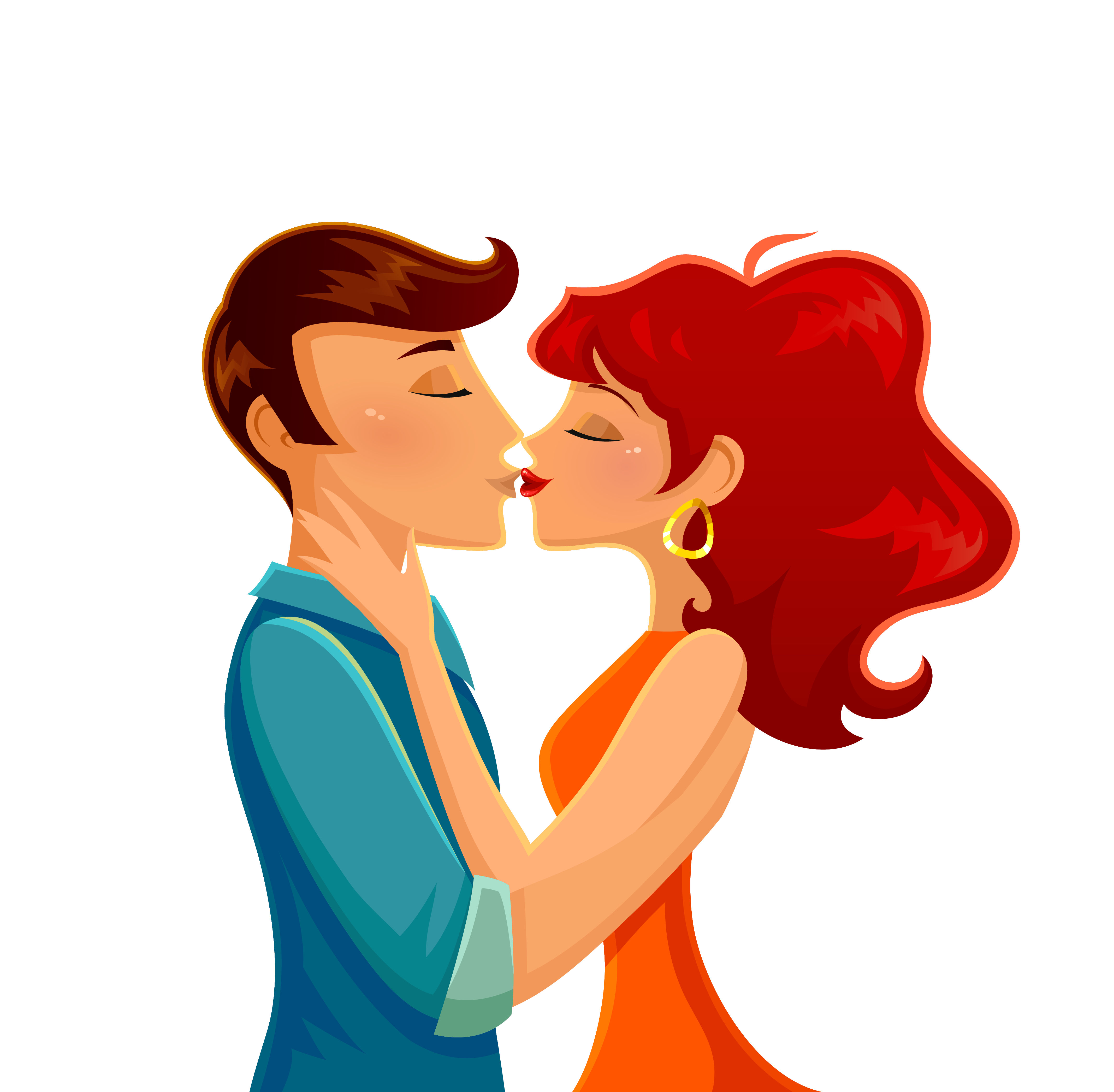 Kiss Cartoon Romance Illustration - Cartoon Couple Kiss Png (4268x4183)