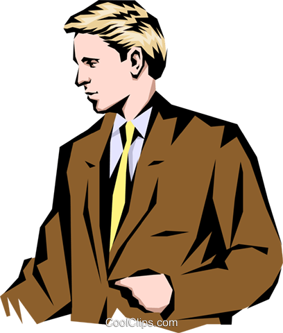 Man Standing Talking Royalty Free Vector Clip Art Illustration - Business (408x480)