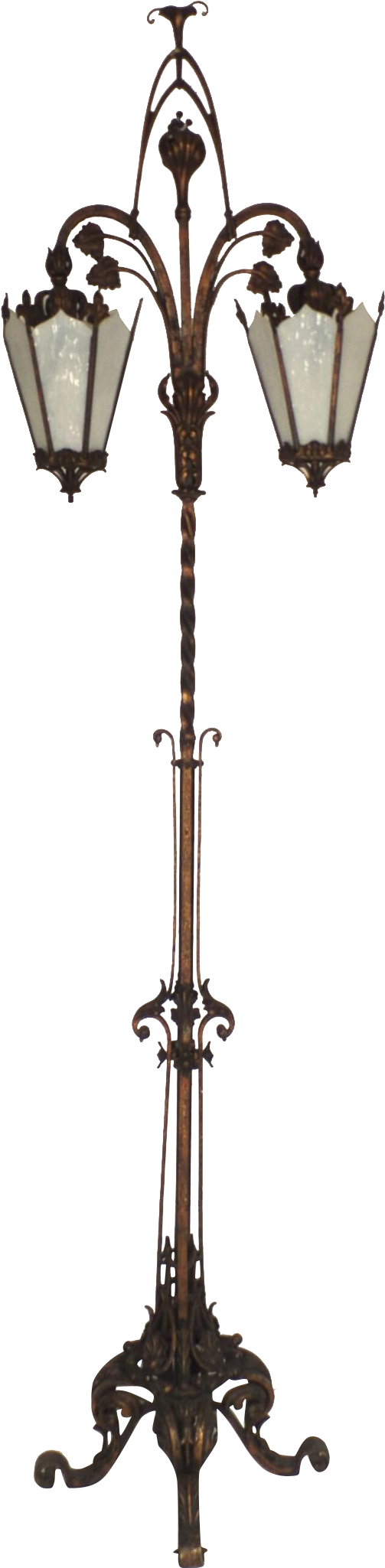Iron Two Lantern Art Nouveau Floor Lamp C1900 From - Lantern (2048x2048)