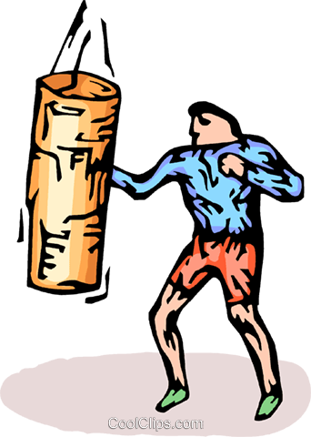 Boxer Working On The Heavy Bag Royalty Free Vector - Boxer Working On The Heavy Bag Royalty Free Vector (342x480)