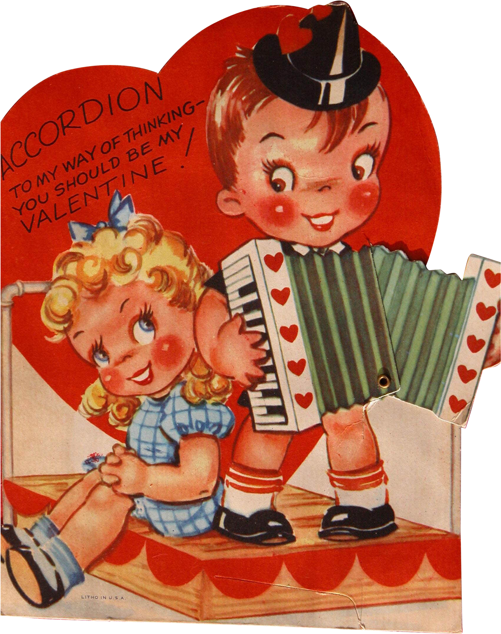 Vintage Valentines - Accordion Valentine's Day Card (2048x2048)