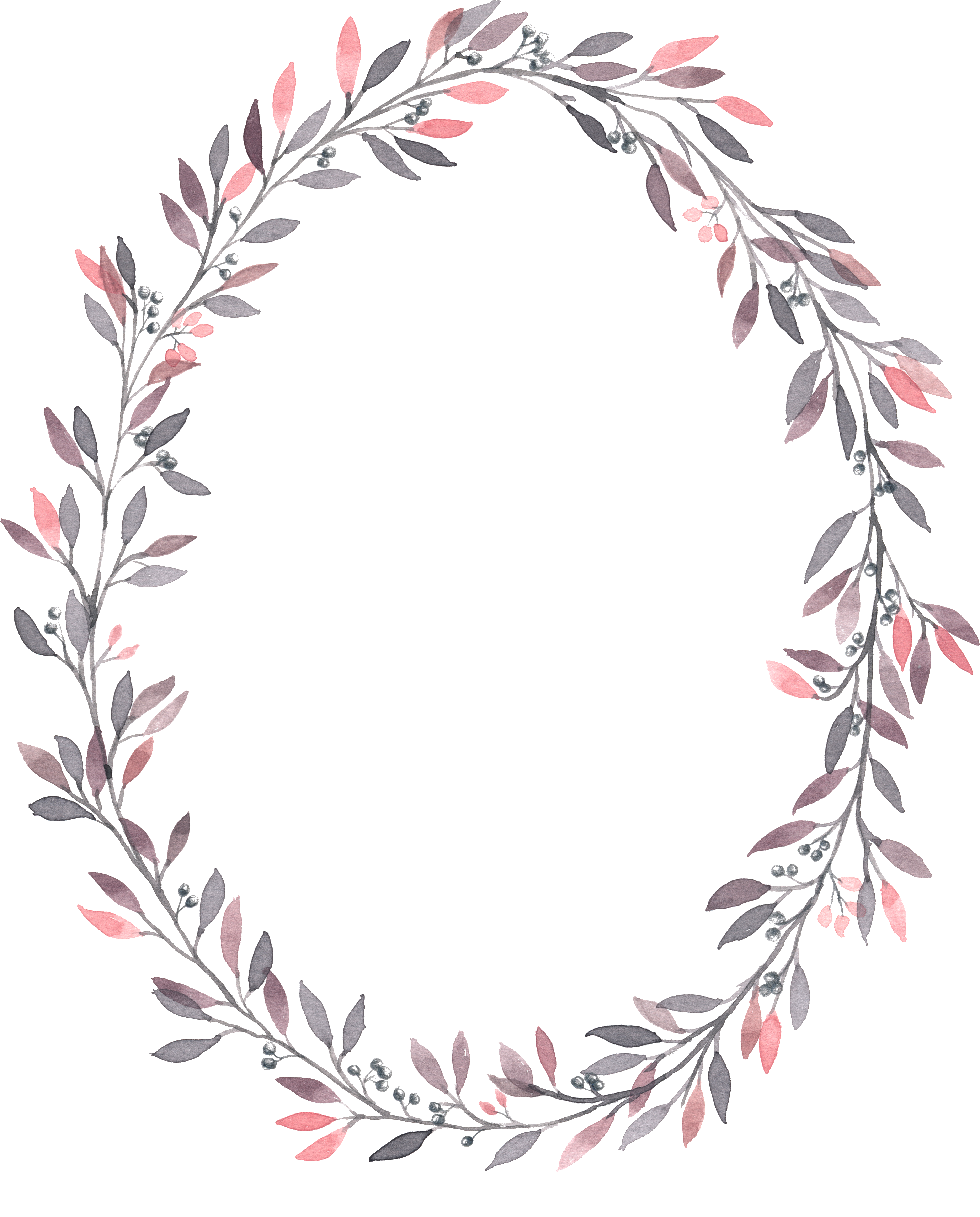 Wedding Invitation Wreath Watercolor Painting Flower - Pink Wreath Leaves Png (4716x5855)