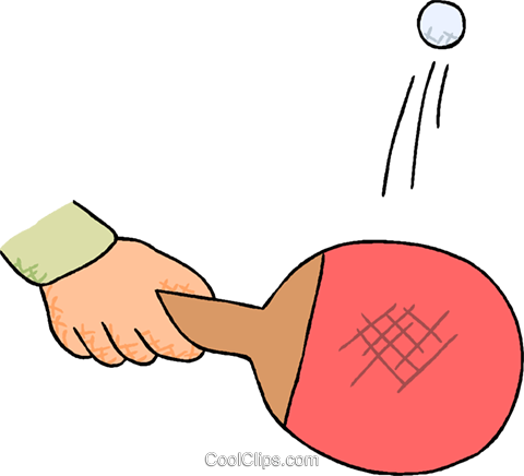 Raquete Ping-pong Com A Bola Livre De Direitos Vetores - Ping Pong Ball Clip Art (480x436)