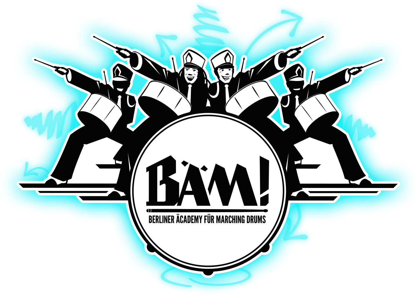 Marching Band Silhouette Clipart - Drum And Lyre Logo (1400x1000)