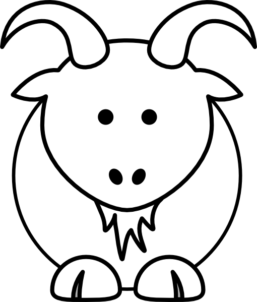 Goat Clip Art - Black And White Clipart Animals (510x599)