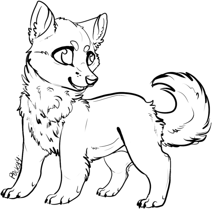 Husky Lineart[free To Use] By P0ckyy On Deviantart - Husky Lineart (999x799)