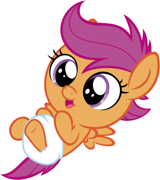 Happy Baby Scootaloo Lied Down - Baby Scootaloo (573x600)