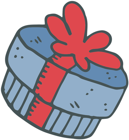 Blue Gift Box Red Bow Hand Drawn Cartoon Icon - Blue Gift Box Red Bow Hand Drawn Cartoon Icon (512x512)