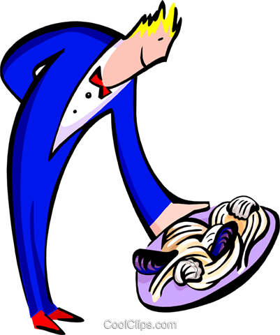 Waiter Serving With Hand Behind Back Royalty Free Vector - Sea Isle City (401x480)